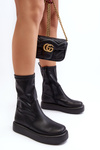 Women's Platform Ankle Boots Eco-leather Black Algedi