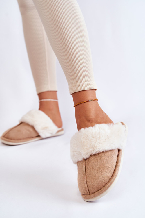 Papcie Damskie Gładkie Futerko Beżowe Morisea