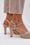 High Heeled Sandals With Decoration And Glitter D&A MR1038-33 Gold