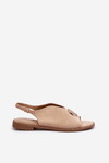 Women's sandals with gold decoration eco suede S.Barski KV27-059 Beige