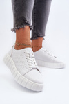 White Women's Leather Platform Sneakers Eselmarie