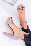 Women's Stiletto Heeled Sandals Suede Grey ShakeUp