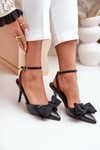 Eco Leather Heels With Bow Black Volamia