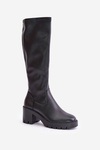 Knee High Eco Leather Heeled Boots Vinceza 58332 Black
