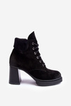 Suede Lace-up Heels on Heel Black Flomes