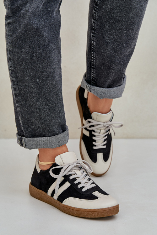 Zazoo N1068 Leather Low Sneakers Women Black