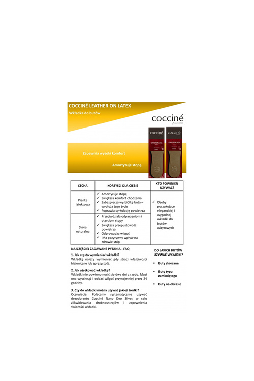 Coccine Leather On Latex Foam Insoles