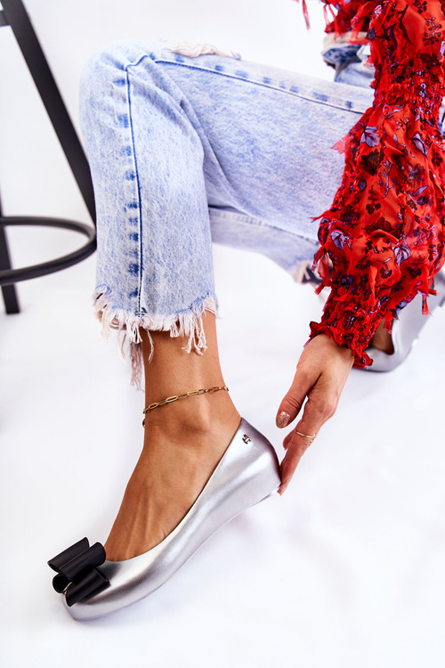 Women's Rubber Ballerinas With A Bow Silver Florret