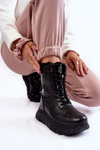 Women's Lace-up Snow Boots On The Platform Black Anubi