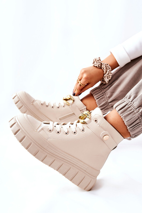 High Sneakers On A Platform Beige Standies