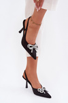 Heeled shoes with bow and open heel Black Derissa