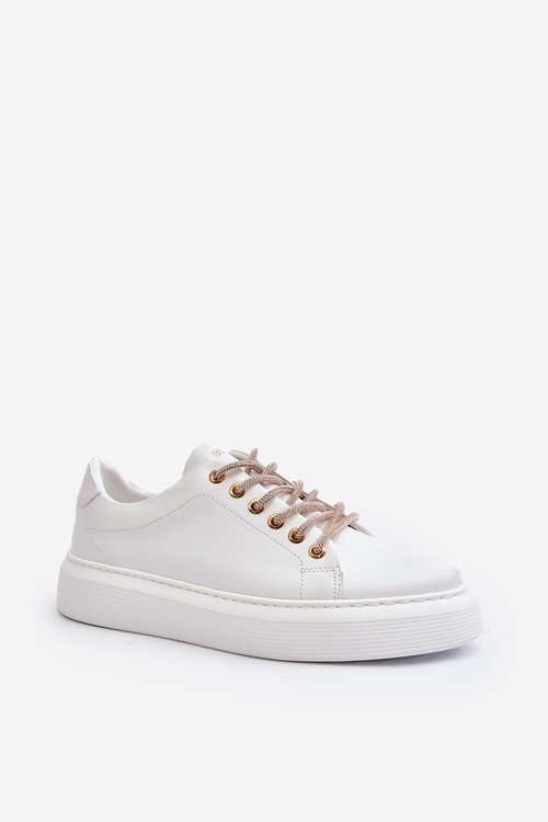 Buty Sportowe Damskie Skóra Białe CheBello 4362