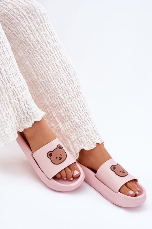 Women's Foam Slippers With Bear Pink Lalon
