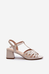 Beige Glossy Women's Sandals with Heels Sergio Leone SK880