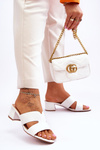 Classic Low Heel Leather Sandals White Miley