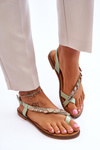 Women's Sandals With Ornaments On The Belt Green Alamis