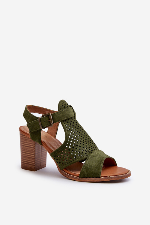 Lace Sandals with Stiletto Heel Dark Green Hey Lover