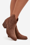 Women's Openwork Heeled Ankle Boots S.Barski HY52-529 Brown