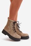Workery Botki Ocieplane Z Cekinami Złote Liatheine