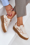 Sneakersy Damskie Platforma Beżowe Annines