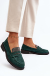Women's Embellished Loafers Dark Green Dananei