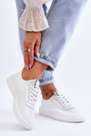 Women's Openwork Lace-up Sneakers White Carinel