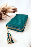 Quilted Wallet with Tassel Green