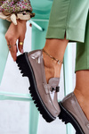 Patent Leather Shoes With Ornament Light brown Adison