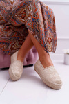 Women's Lace Espadrilles Beige Platform Desante