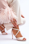 Fashionable Sandals On A High Heel Lacquered Beige Loressa