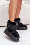 Snow Boots With Fur And Laces Black Silvara