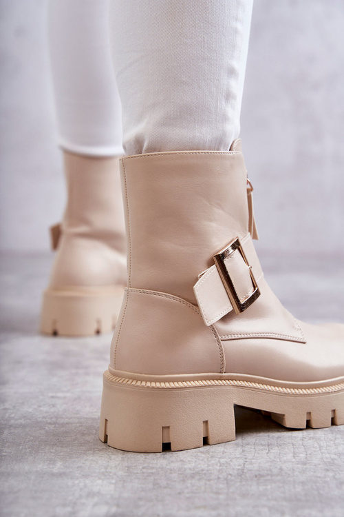 Women's Warm Boots With Zipper Beige Torey
