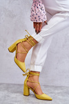 Classic Tied Suede Pumps Yellow Lucira