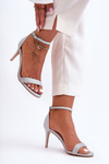 Shiny Heeled Sandals Silver Gedna
