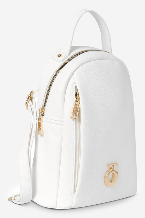 Women's Small Backpack Made of Eco Leather NOBO BAGP230-K000 White