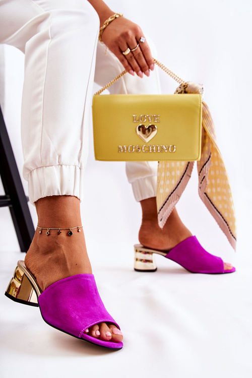 Women's Suede Slippers On Heel fuchsia Perry