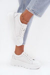 Leather Sneakers On Chunky Platform White Sylvessa