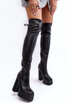 Women's Over the Knee Platform Boots with High Heel Black Yoge