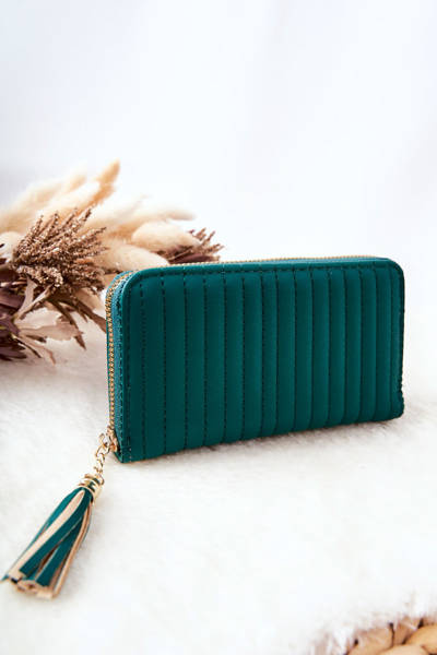 Quilted Wallet with Tassel Green
