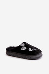 Women's Fleece Slippers With Patches And Bow Black Linnorelia