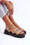 Women's Embellished Sandals Eco Leather Gold-Beige Arcida