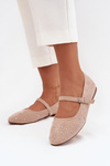 Embellished Women's Ballerinas With Strap Pink Olivisse