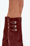 Women's Heeled Boots Turned Shaft Straps With Buckles Burgundy Nirisa