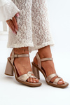 Leather Sandals with Heel Maciejka 06029-25 Gold