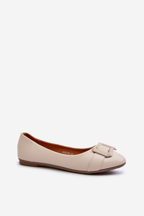 Ballerinas With Strap And Ornament Eco Leather Light Beige Cadwenla