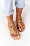 Sandals Flip-Flops With Jewelery Stones Lu Boo Golden