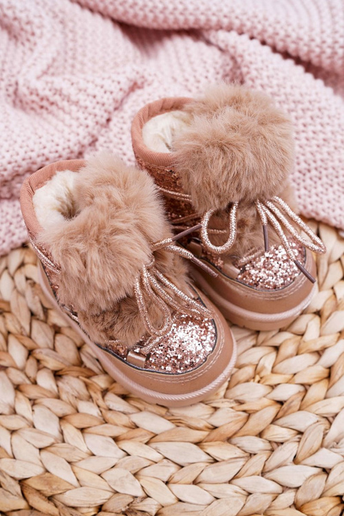 Children's Furry Snow Boots Champagne Minnie Mouse