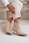 Women's Stiletto Heeled Eco Suede Beige Boots Terlena