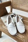 Women's White Faux Leather Moccasins Rerceria