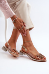 Transparent sandals with low heel with butterfly pink gold D&A MR38-388